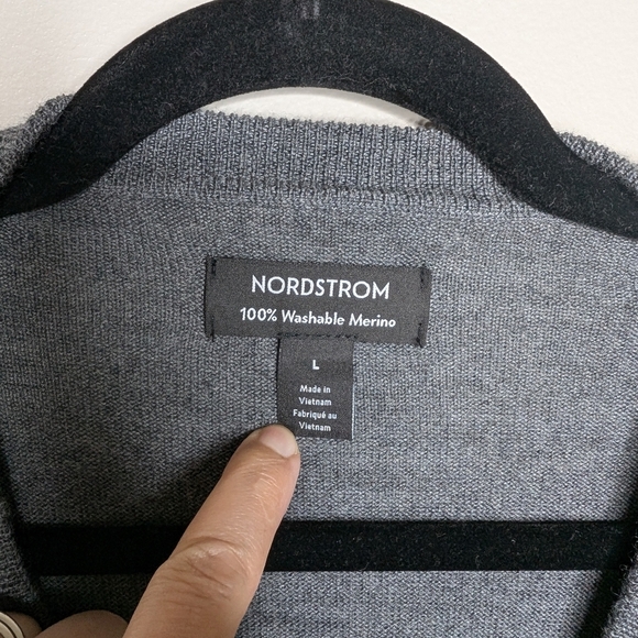 Nordstrom Merino Wool Gray Cardigan sz L - Picture 3 of 5